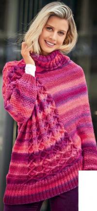 Как связать спицами пуловер-пончо с асимметричным рисунком