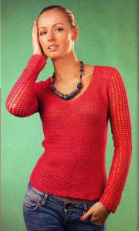 Как связать крючком розовый пуловер с v-образным вырезом