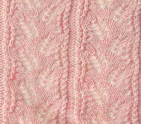 Фото узор из рельефной дорожка с ажурными листьями №3478 спицами