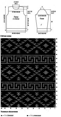 Схема вязания мужской свитер с жаккардовым узором раздел для мужчин мужские кофты спицами
