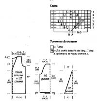 Схема вязания ажурная туника лилового цвета раздел вязание спицами для женщин платья, сарафаны для женщин