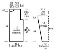Схема вязания двухцветный пуловер с воротником-хомут раздел вязание спицами для женщин кофты спицами женские