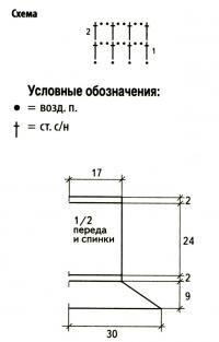 Схема вязания комплект из топа без бретелей и митенок раздел вязание спицами для женщин кофты спицами женские