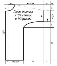 Схема вязания удлиненный пуловер с рукавом летучая мышь раздел вязание спицами для женщин кофты спицами женские