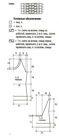 Схема вязания удлиненный топ с открытой спиной раздел вязание спицами для женщин кофты спицами женские