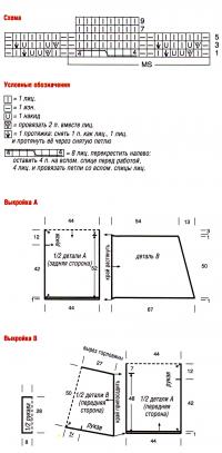 Схема вязания асимметричный пуловер-пончо раздел вязание спицами для женщин накидки и болеро для женщин