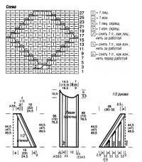 Схема вязания пончо - шарф с узором из ромбов раздел вязание спицами для женщин накидки и болеро для женщин