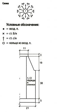 Схема вязания топ с ажурным рисунком на спине раздел вязание крючком для женщин кофты для женщин