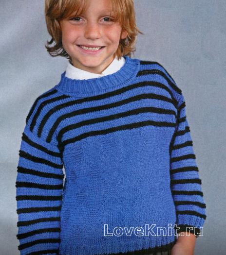 Как связать  полосатый пуловер для мальчика