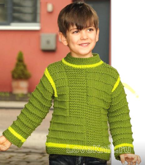 Как связать  свитер для мальчика со структурным узором