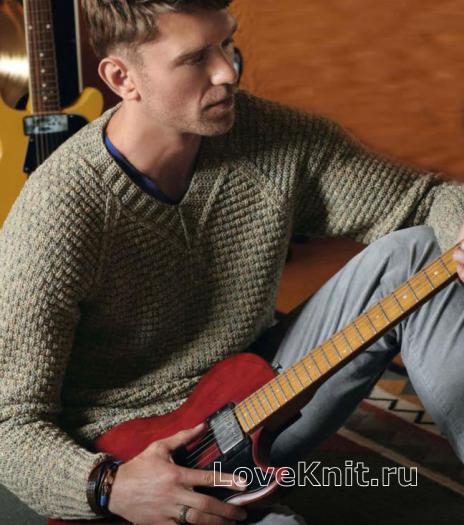 Как связать для мужчин классический пуловер c v-образным вырезом