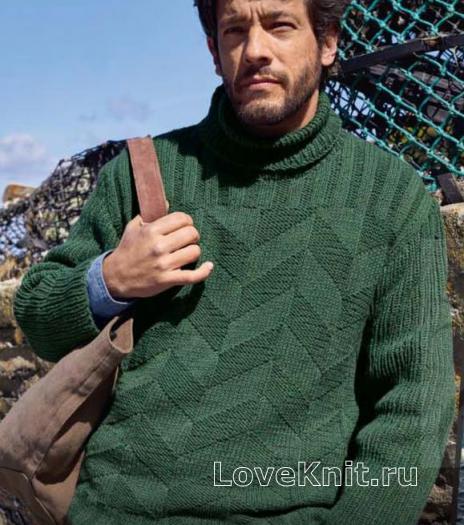 Как связать для мужчин мужской пуловер с узором из ромбов
