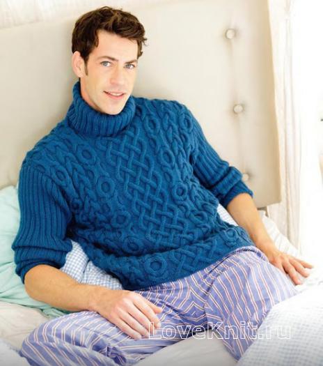 Как связать для мужчин мужской свитер с рельефным узором