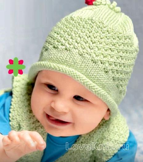 Как связать  шапка для малыша со жгутиком