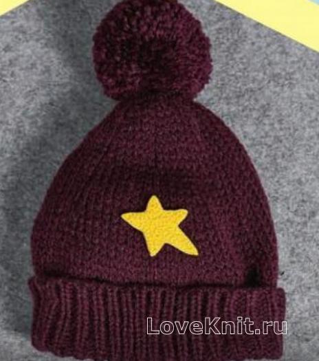 Как связать  теплая шапка со звездой