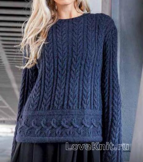 Как связать спицами пуловер крупной вязки с рельефным узором