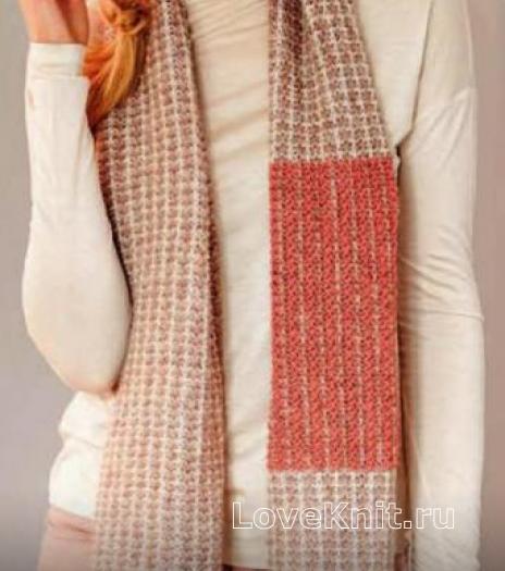 Как связать спицами цветной длинный шарф