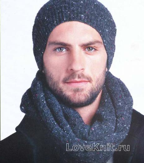 Как связать спицами мужской шарф снуд и шапка