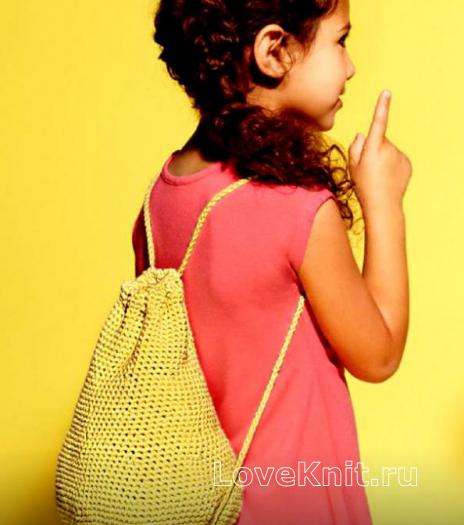 Как связать спицами рюкзак-мешок для детей