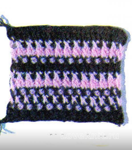 Фото узор кустики тунисское вязание №4260 крючком