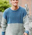 Как связать для мужчин двухцветный мужской пуловер