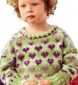  детский пуловер с узором сердечки фото к описанию