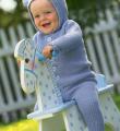  голубой комплект для малыша из штанишек и кофточки с капюшоном фото к описанию