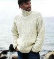 Для мужчин мужской белый свитер с рельефным узором фото к описанию
