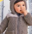  теплый свитер-пальто для малыша с капюшоном и ушками фото к описанию