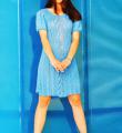 Спицами голубое платье с узором фото к описанию