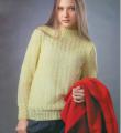 Спицами ажурный пуловер с воротником-стойка фото к описанию