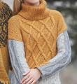 Спицами цветной пуловер с рельефным узором фото к описанию