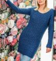 Спицами платье-пуловер с плетеным узором фото к описанию