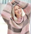 Как связать спицами полосатый пуловер оверсайз