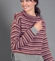 Спицами полосатый пуловер с разрезами по бокам фото к описанию