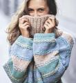 Спицами полосатый свитер оверсайз в пастельных тонах фото к описанию