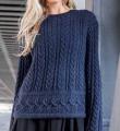 Спицами пуловер крупной вязки с рельефным узором фото к описанию