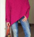 Спицами пуловер-пончо с косами фото к описанию
