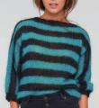 Спицами свободный пуловер в полоску с рукавом реглан фото к описанию