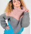 Спицами трехцветный свитер крупной вязки фото к описанию