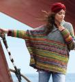 Спицами широкий пуловер-пончо с цветным узором фото к описанию