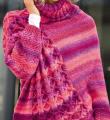 Спицами пуловер-пончо с асимметричным рисунком фото к описанию