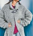 Спицами удлиненное пальто оверсайз с воротником-стойкой фото к описанию