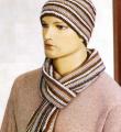 Крючком мужской шарф и шапочка с варежками в полоску фото к описанию
