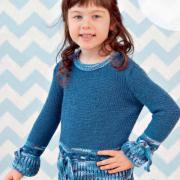 Как связать  цветной детский пуловер с завязками