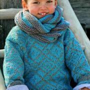 Как связать  детская кофта с жаккардовым узором и шарф-хомут