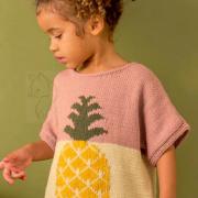 Как связать  детский двухцветный джемпер с ананасом