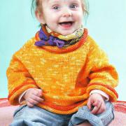 Как связать  детский оранжевый пуловер на 1-3 года