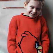 Как связать  детский пуловер с рисунком angry bird