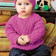 Как связать  детский пуловер и шапка рельефным узором